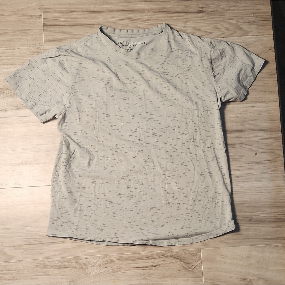Rustic Souls Mens M Crew Neck T Shirt Knit Cotton Spandex Distressed Gray